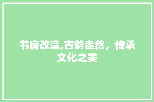 书房改造,古韵盎然，传承文化之美