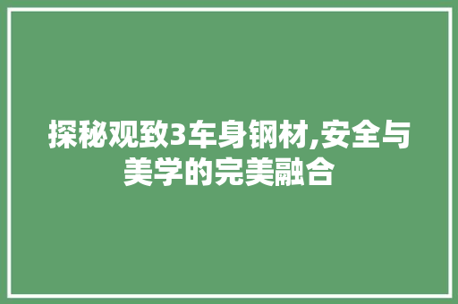 探秘观致3车身钢材,安全与美学的完美融合