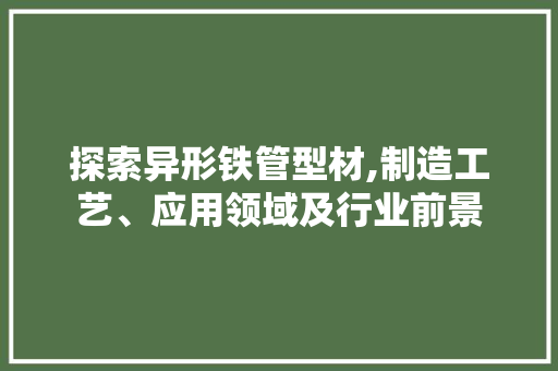 探索异形铁管型材,制造工艺、应用领域及行业前景
