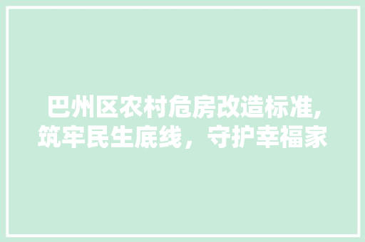 巴州区农村危房改造标准,筑牢民生底线，守护幸福家园
