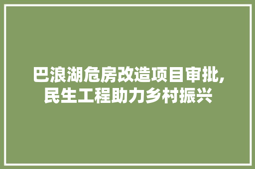巴浪湖危房改造项目审批,民生工程助力乡村振兴