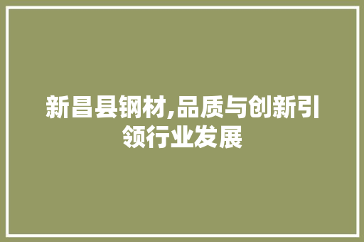 新昌县钢材,品质与创新引领行业发展