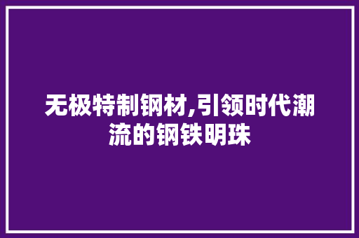无极特制钢材,引领时代潮流的钢铁明珠