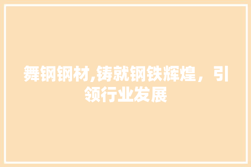 舞钢钢材,铸就钢铁辉煌，引领行业发展