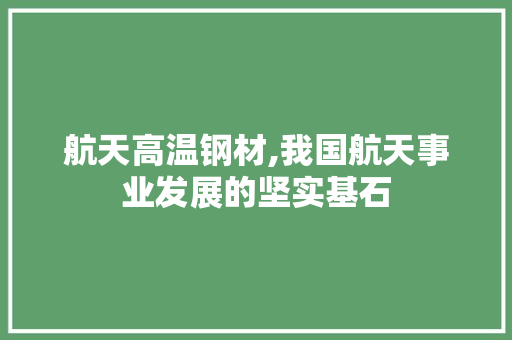 航天高温钢材,我国航天事业发展的坚实基石