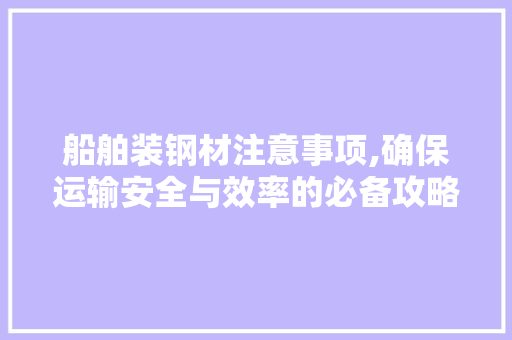 船舶装钢材注意事项,确保运输安全与效率的必备攻略
