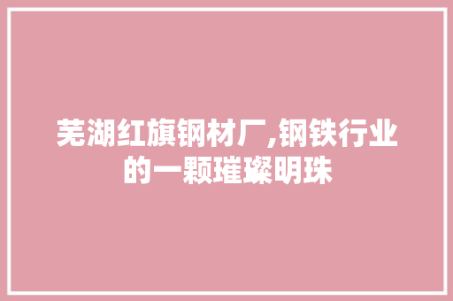 芜湖红旗钢材厂,钢铁行业的一颗璀璨明珠