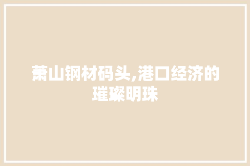 萧山钢材码头,港口经济的璀璨明珠
