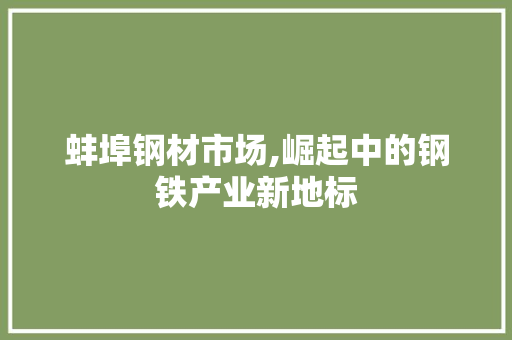 蚌埠钢材市场,崛起中的钢铁产业新地标
