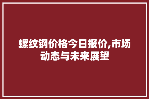 螺纹钢价格今日报价,市场动态与未来展望