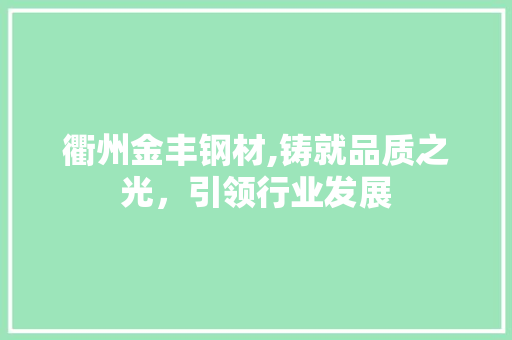 衢州金丰钢材,铸就品质之光，引领行业发展