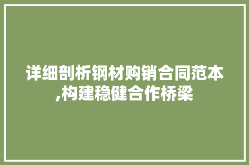 详细剖析钢材购销合同范本,构建稳健合作桥梁