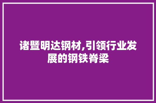 诸暨明达钢材,引领行业发展的钢铁脊梁