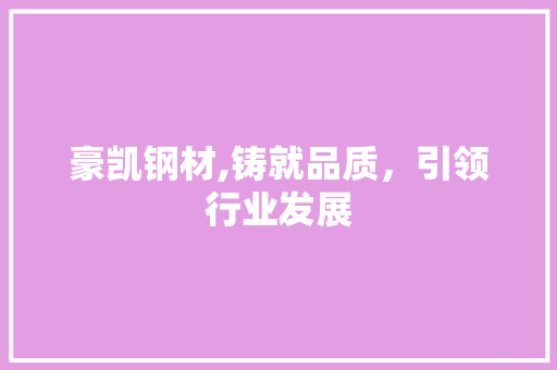 豪凯钢材,铸就品质，引领行业发展