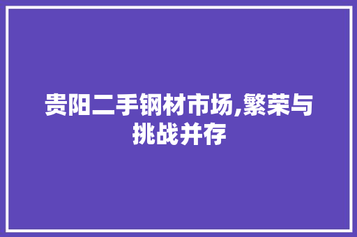 贵阳二手钢材市场,繁荣与挑战并存