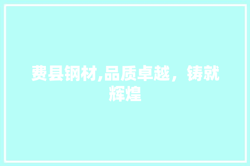 费县钢材,品质卓越，铸就辉煌