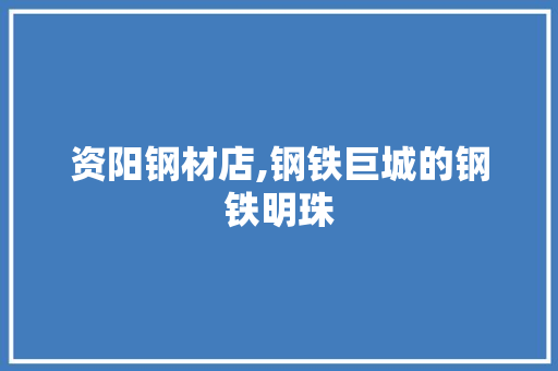 资阳钢材店,钢铁巨城的钢铁明珠