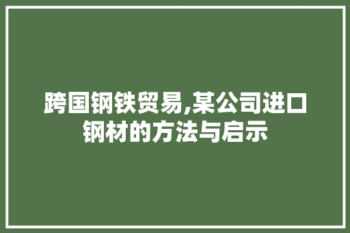 跨国钢铁贸易,某公司进口钢材的方法与启示