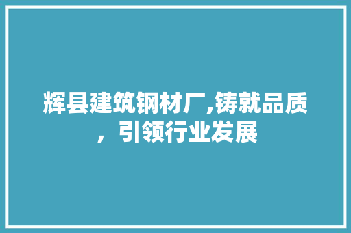 辉县建筑钢材厂,铸就品质，引领行业发展