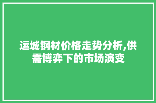 运城钢材价格走势分析,供需博弈下的市场演变