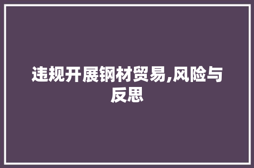 违规开展钢材贸易,风险与反思