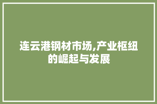 连云港钢材市场,产业枢纽的崛起与发展