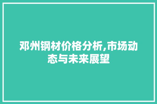 邓州钢材价格分析,市场动态与未来展望