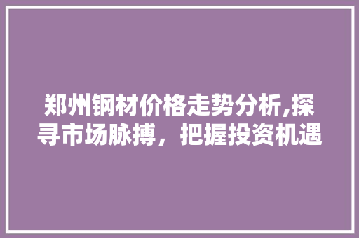 郑州钢材价格走势分析,探寻市场脉搏，把握投资机遇