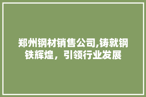 郑州钢材销售公司,铸就钢铁辉煌，引领行业发展