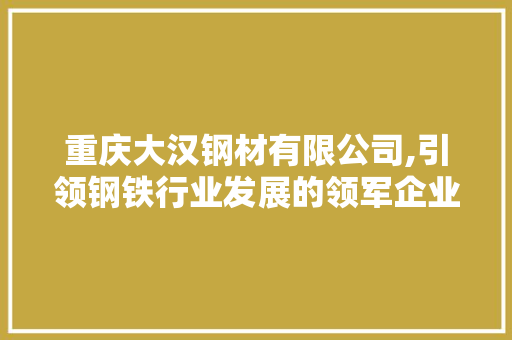 重庆大汉钢材有限公司,引领钢铁行业发展的领军企业