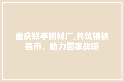重庆联手钢材厂,共筑钢铁强市，助力国家战略