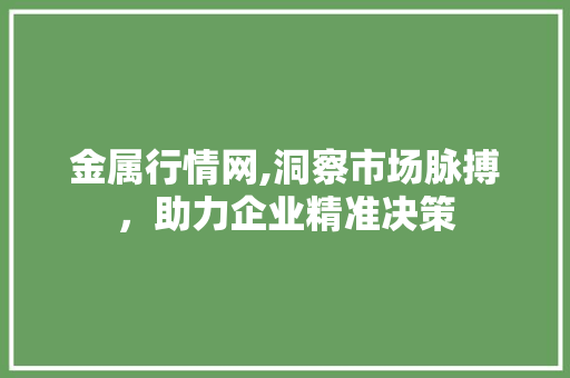 金属行情网,洞察市场脉搏，助力企业精准决策