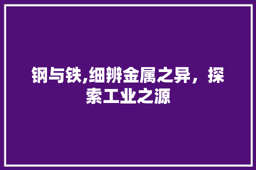 钢与铁,细辨金属之异，探索工业之源