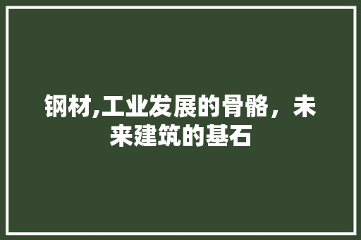钢材,工业发展的骨骼，未来建筑的基石