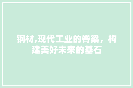 钢材,现代工业的脊梁，构建美好未来的基石