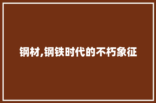 钢材,钢铁时代的不朽象征