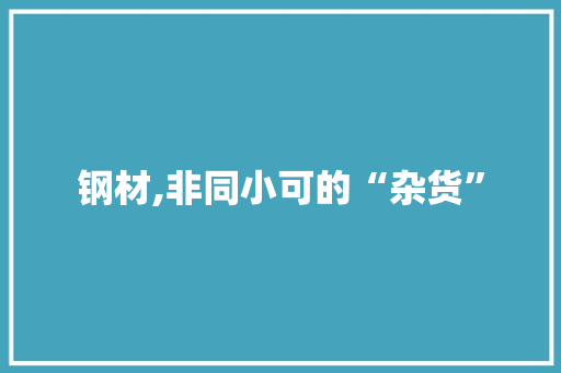 钢材,非同小可的“杂货”