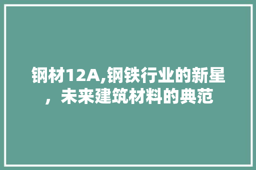 钢材12A,钢铁行业的新星，未来建筑材料的典范