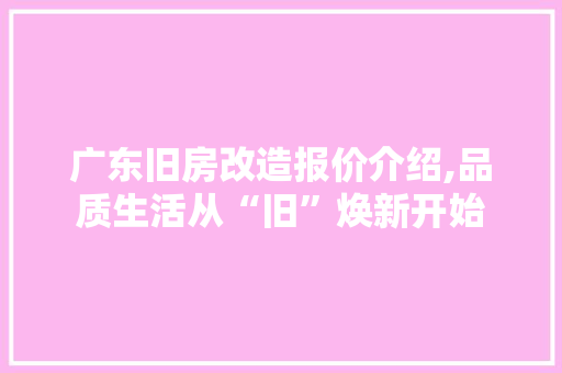 广东旧房改造报价介绍,品质生活从“旧”焕新开始