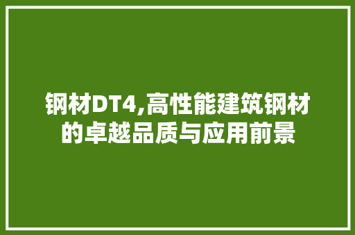 钢材DT4,高性能建筑钢材的卓越品质与应用前景