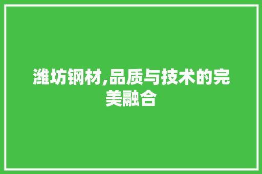 潍坊钢材,品质与技术的完美融合