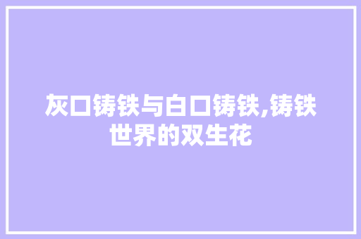 灰口铸铁与白口铸铁,铸铁世界的双生花