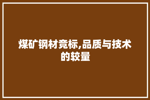 煤矿钢材竞标,品质与技术的较量