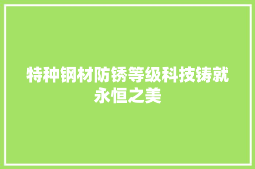 特种钢材防锈等级科技铸就永恒之美