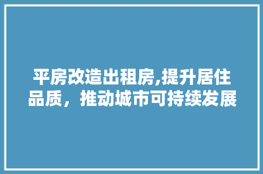 平房改造出租房,提升居住品质，推动城市可持续发展