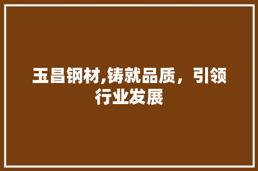 玉昌钢材,铸就品质，引领行业发展