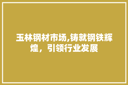 玉林钢材市场,铸就钢铁辉煌，引领行业发展