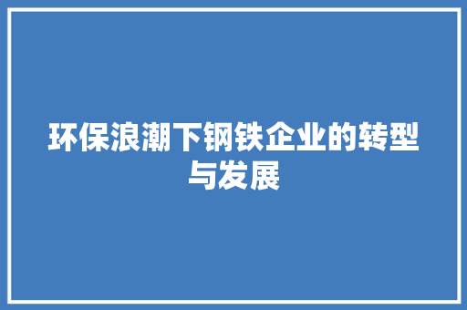环保浪潮下钢铁企业的转型与发展