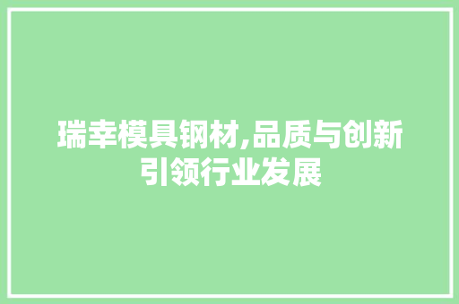 瑞幸模具钢材,品质与创新引领行业发展