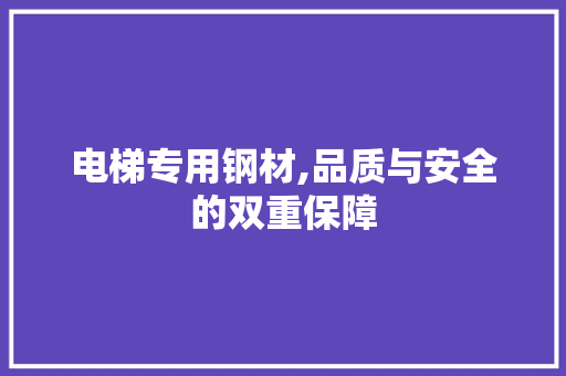电梯专用钢材,品质与安全的双重保障